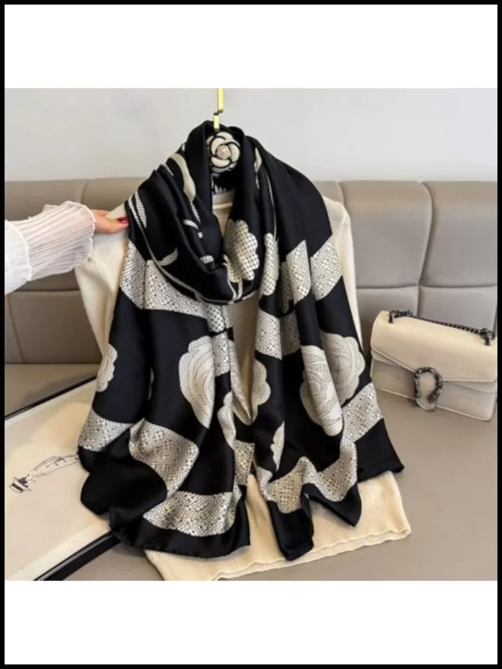 Oversized Luxury Silk Scarf Long Satin Fashion Shawl Wrap Lightweight